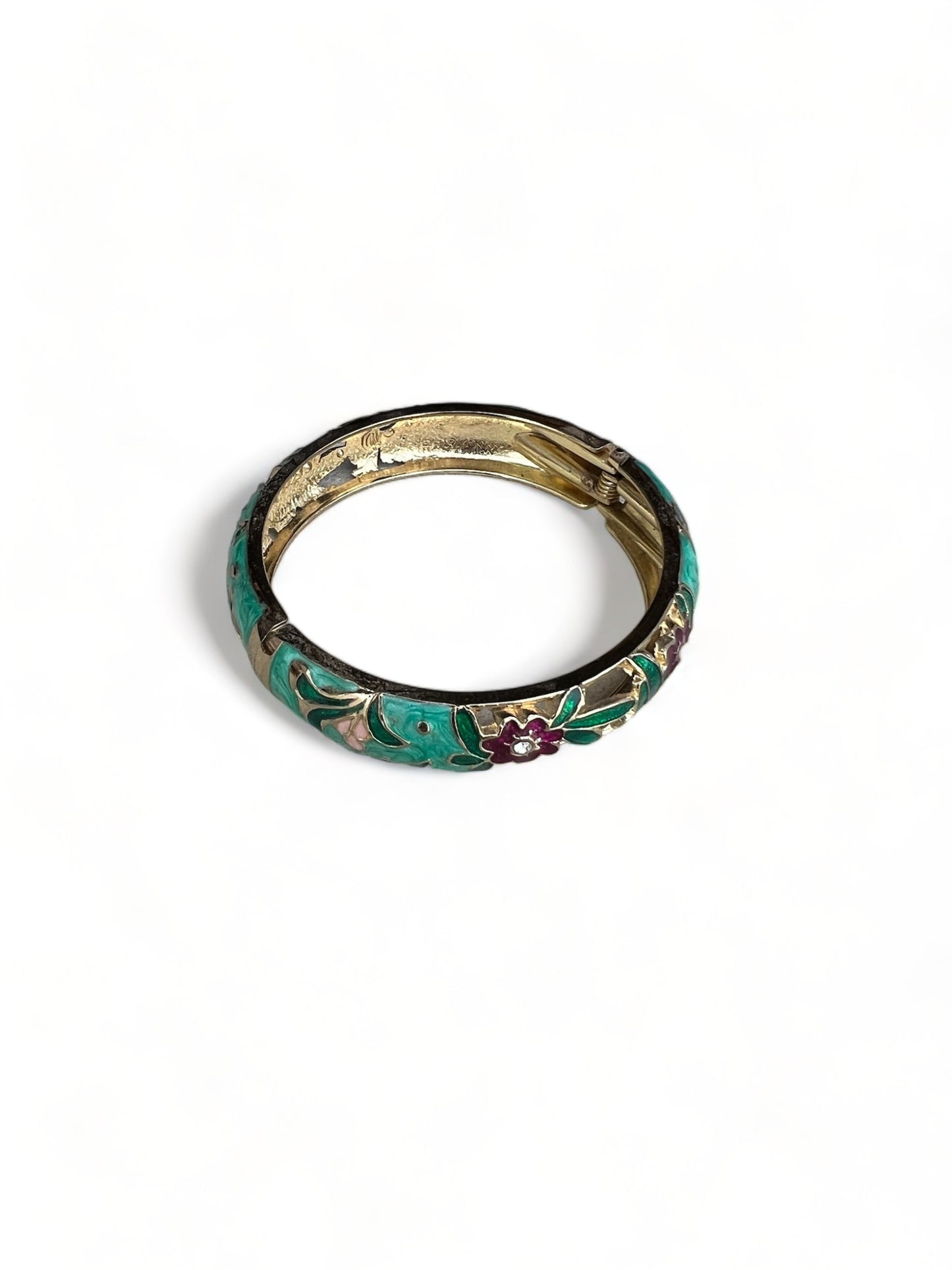 Gold Enamel Clasp Bangle