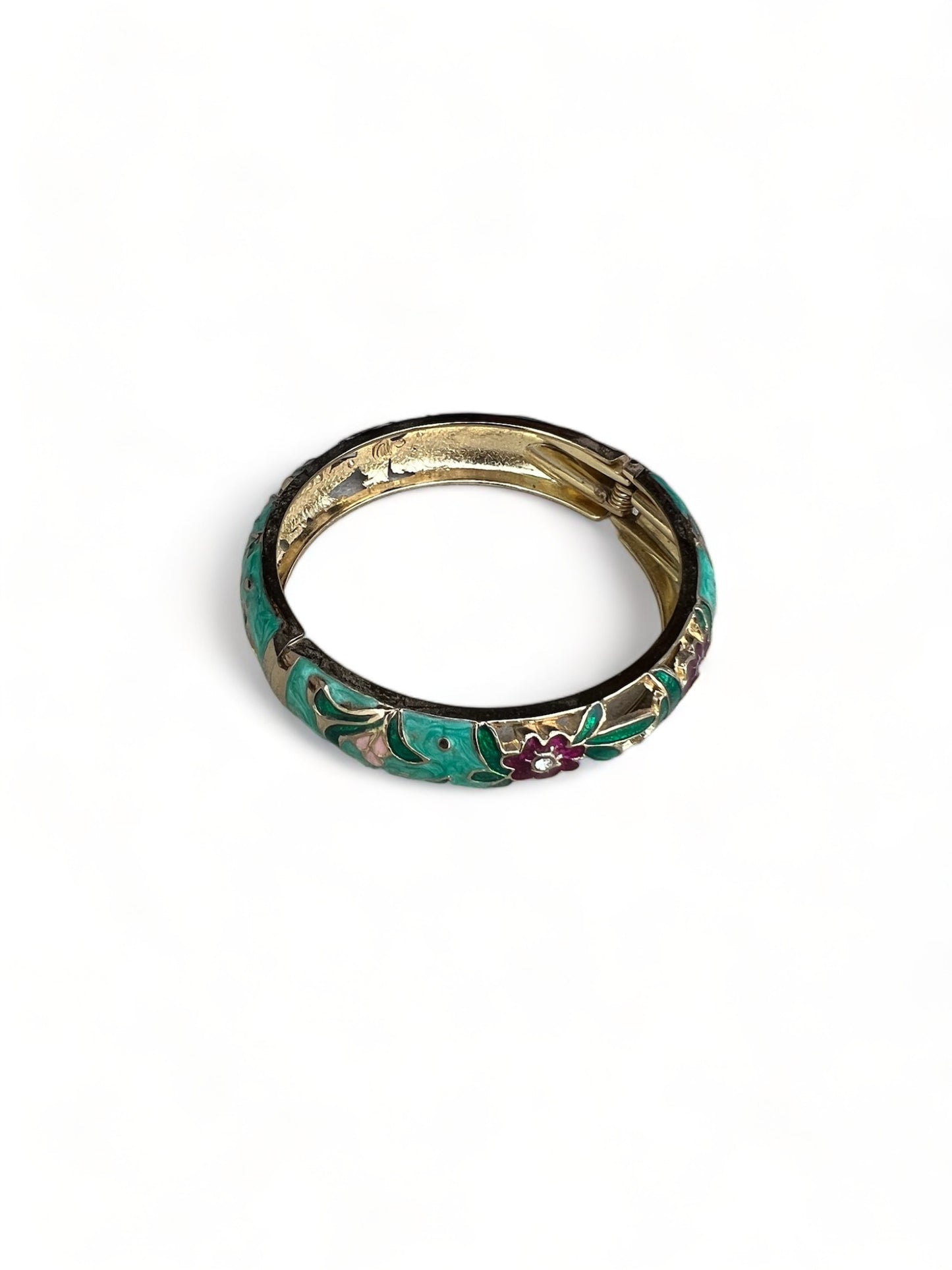 Gold Enamel Clasp Bangle