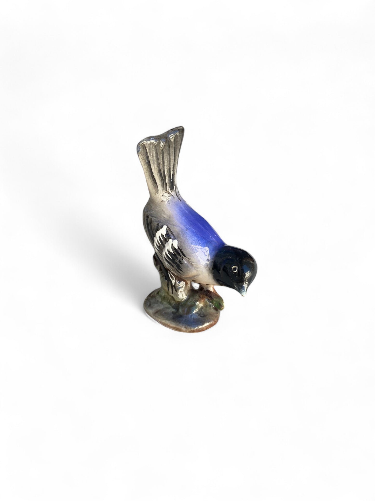 Vintage Porcelain Blue Bird Ornament
