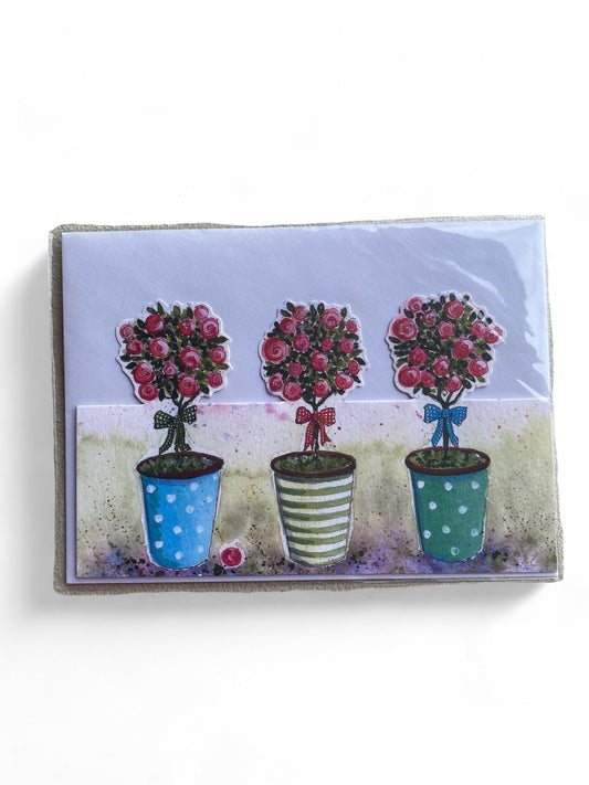 Three Posies Blank Card