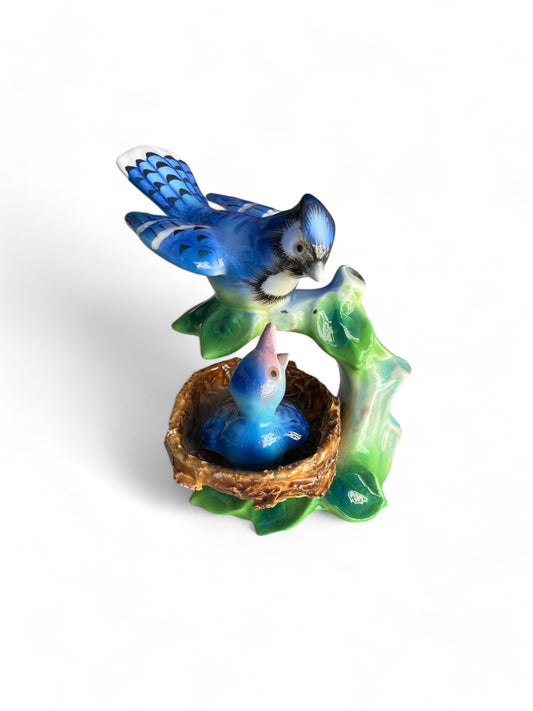 Vintage Porcelain Feeding Bird Ornament