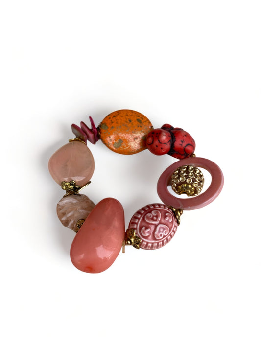 Chunky Peach Beaded Bracelet