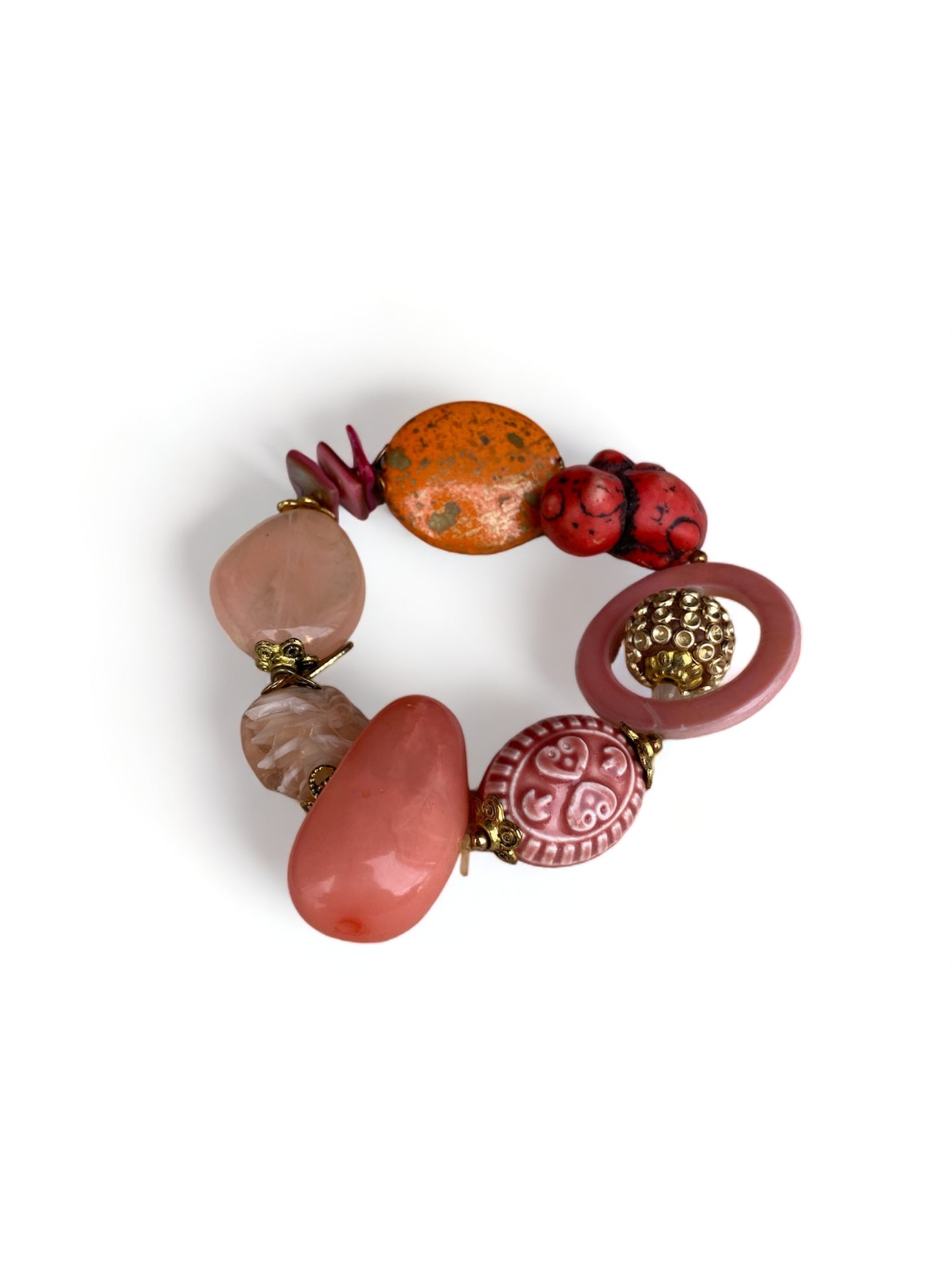 Chunky Peach Beaded Bracelet