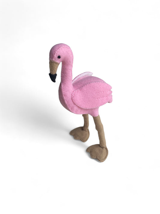 Hand Felted Wool Animal Flamingo