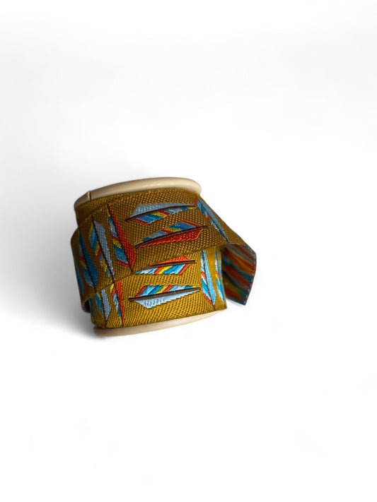 Sewing Trim Jacquard Ribbon Gold Feather