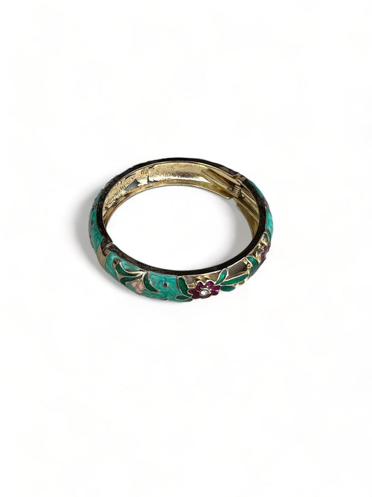 Gold Enamel Clasp Bangle