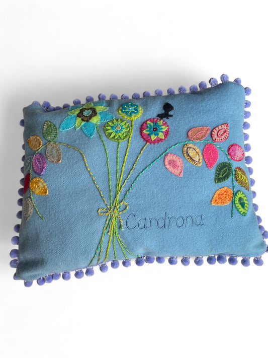 Hand Made Blue Floral Cardrona Cushion
