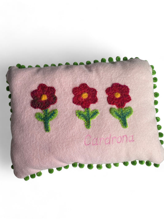 Hand Made Cushion Red Flowers