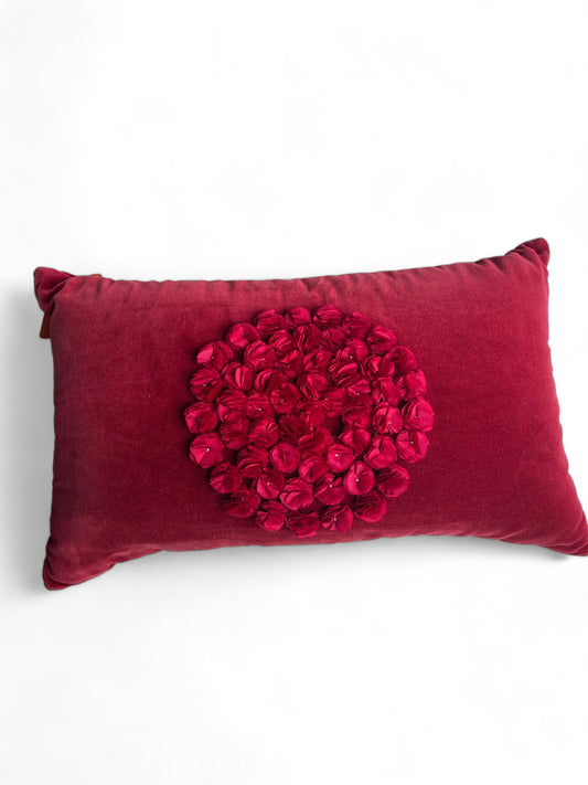 Handmade Red Flower Cushion