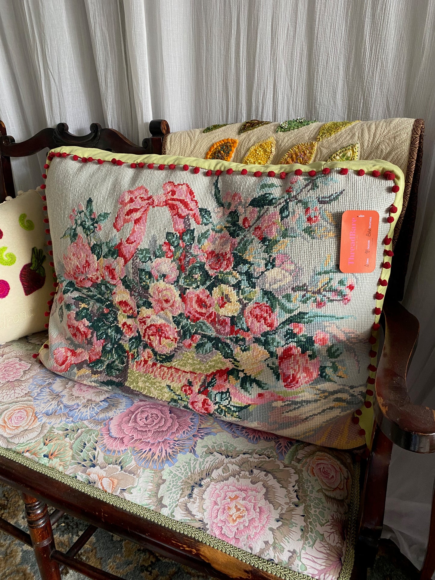 Handmade Felted Cushion Cross Stitch