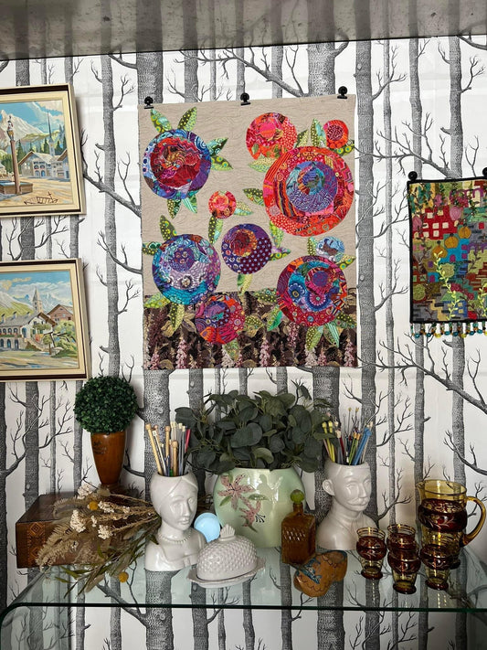 Embroidered Wall Art Abstract Florals