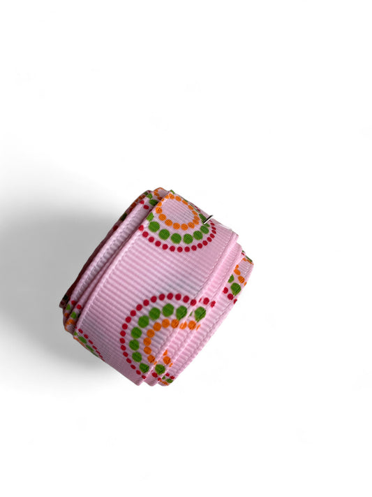 Sewing Trim Jacquard Ribbon Pink Circles