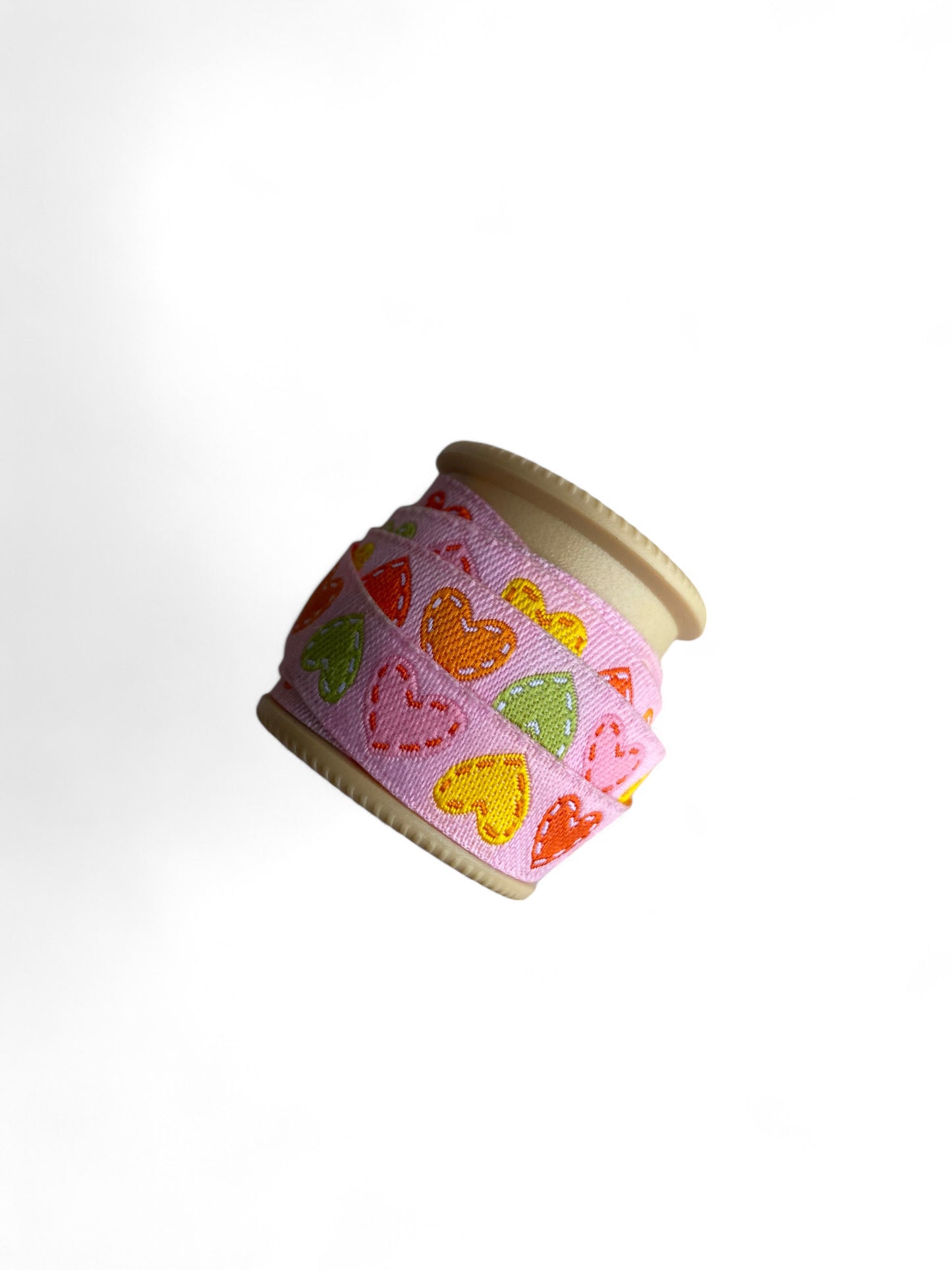 Sewing Trim Jacquard Ribbon Pink Hearts