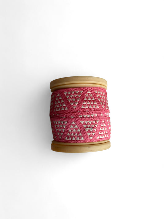 Sewing Trim Jacquard Ribbon Pink Triangles