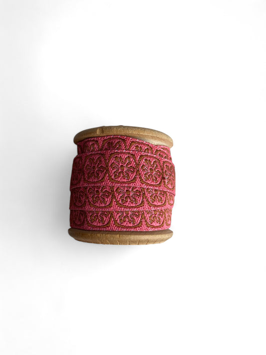 Sewing Trim Jacquard Ribbon Red Flower