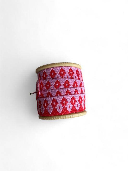 Sewing Trim Jacquard Ribbon Pink & Red