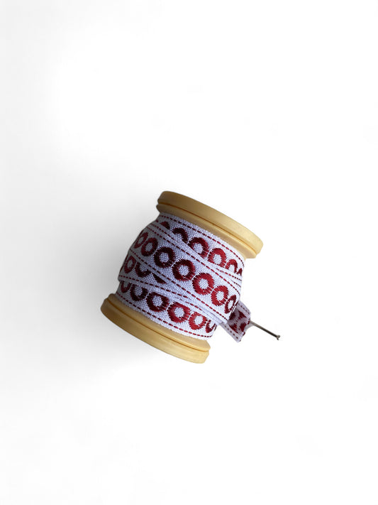 Sewing Trim Jacquard Ribbon Red Circles