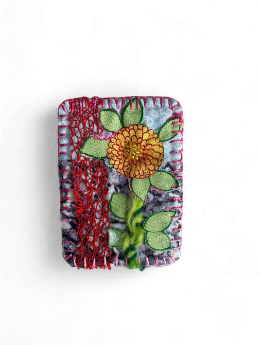 Hand Made Trading Card Embroidered Flower