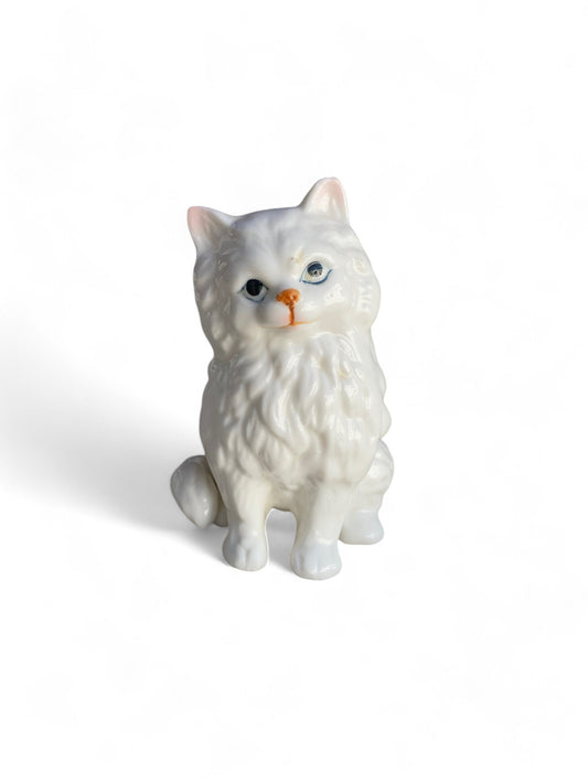 Vintage Porcelain Cat Medium White Fluffy