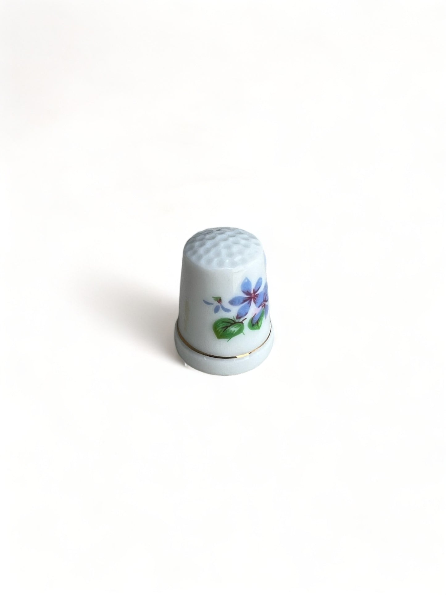 Vintage Porcelain Thimble Purple Flowers