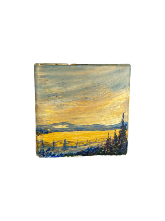 Vintage Miniature Painted Ceramic Tile
