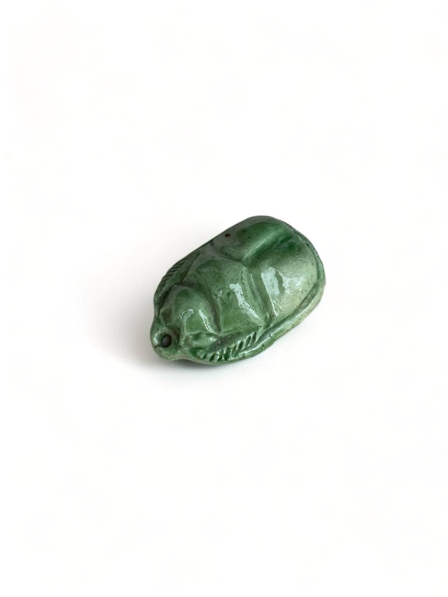 Vintage Ceramic Green Beetle Ornament
