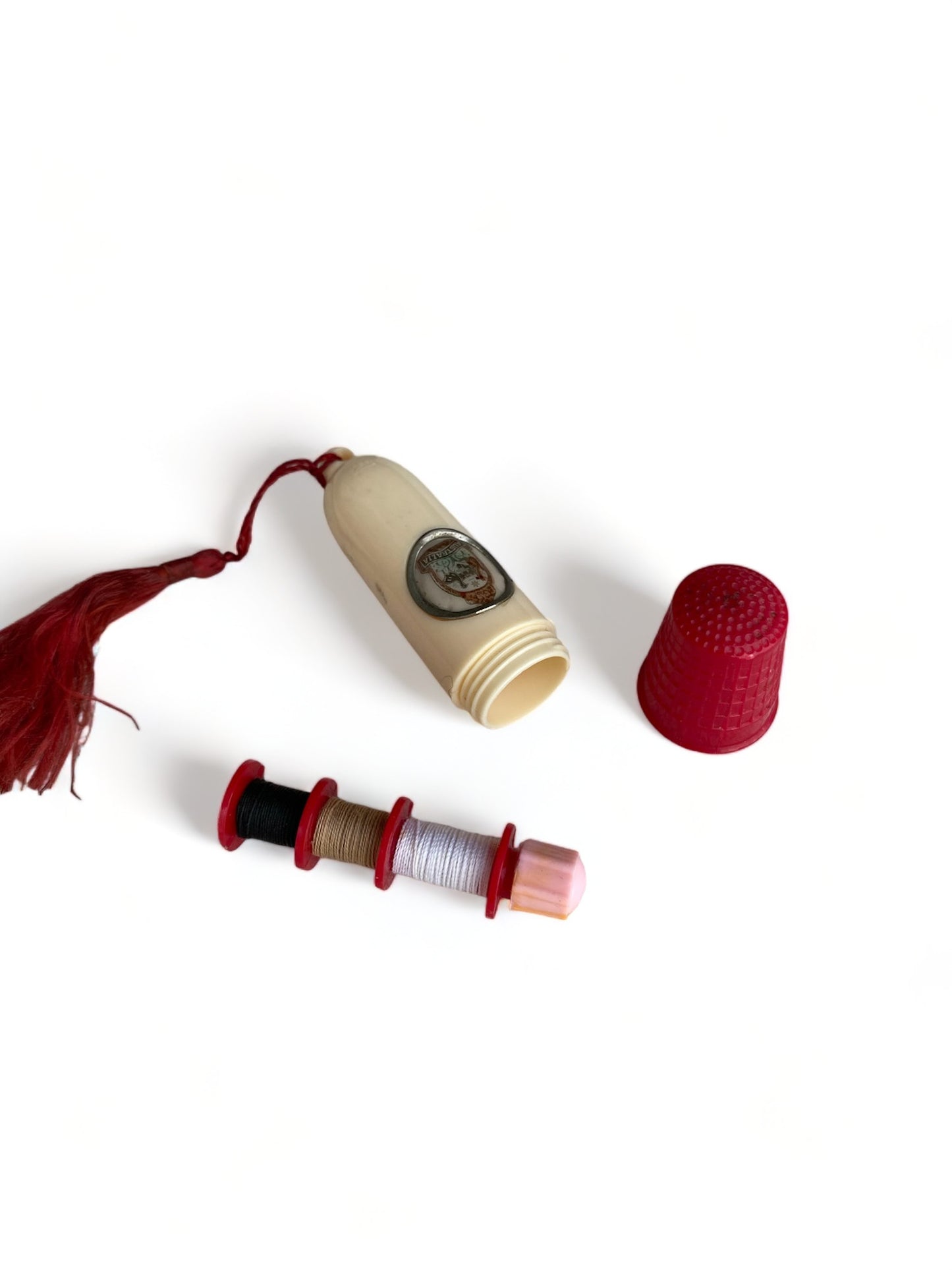 Vintage Sewing Kit Red Tassle