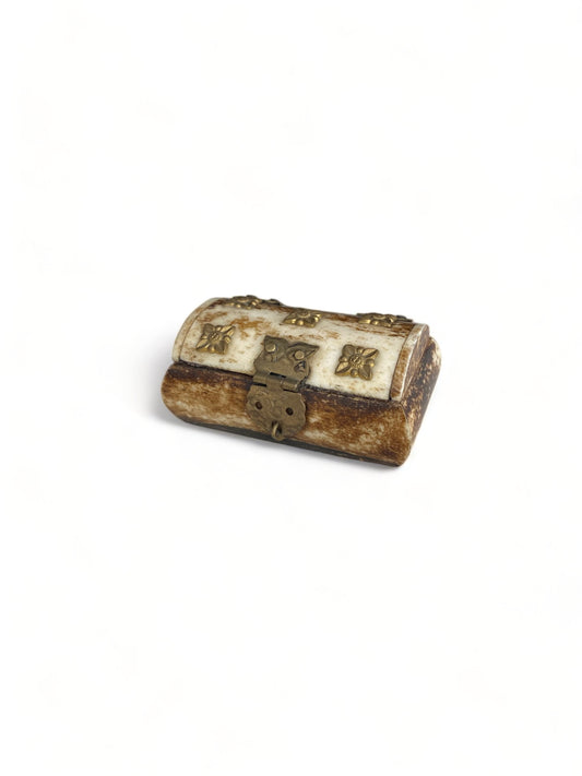 Antique Bone & Brass Keepsake Box