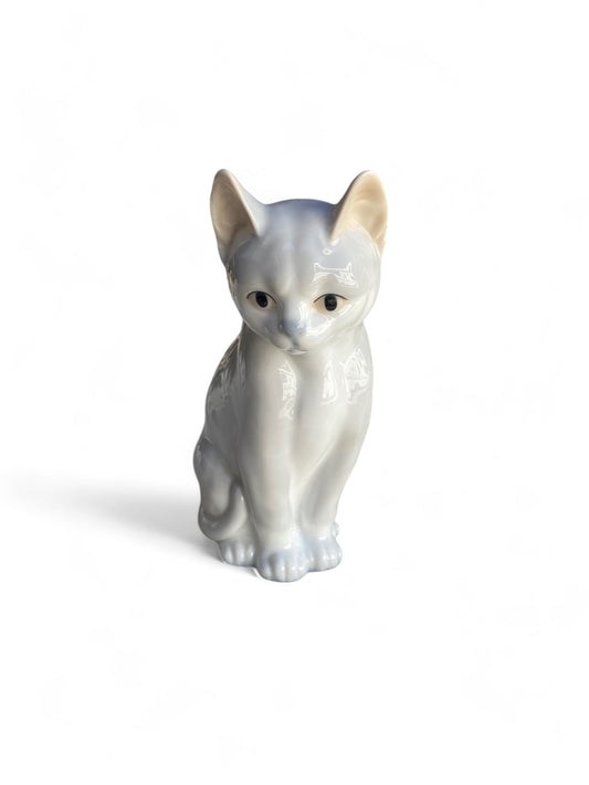 Vintage Porcelain Cat Large Grey
