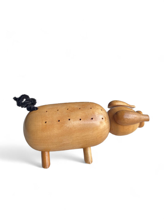 Vintage Wooden Toothpick Pig