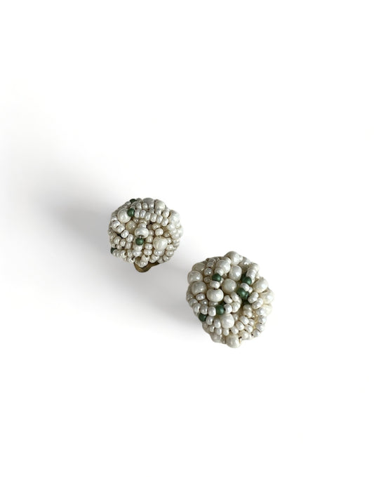 Vintage Beaded Clip On Earring