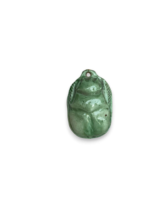 Vintage Ceramic Green Beetle Ornament