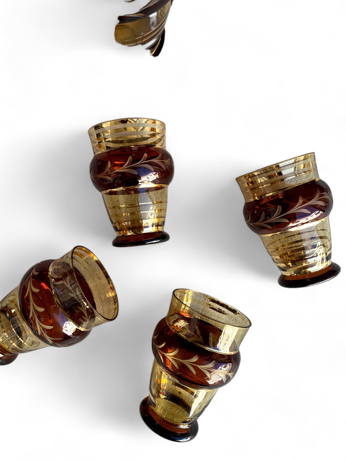 Vintage Amber Water Jug & Glass Set