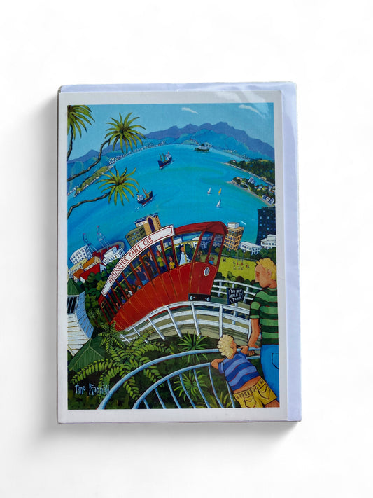 Cartoon Tram Ride Blank Card